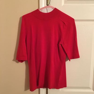 Ladies Sz Small Jones New York Collection Short Sleeve Red Solid