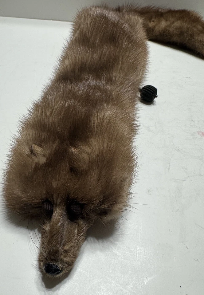 复古水貂貂真毛皮毛毡领裹巾 (2) 全身 — 第 3/4 张图片