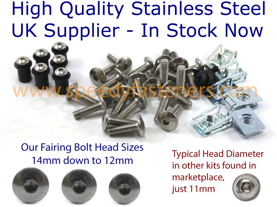 Triumph Daytona 750 900 1000 1200 Stainless Steel Fairing Screen Bolts Fixings — 第 3/4 张图片