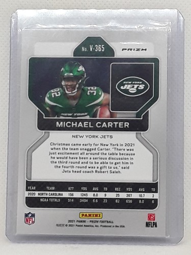 Michael Carter 2021 Prizm Rookie Variations Silver - #V-365 - New York Jets - Bild 2 von 2