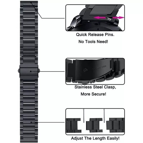 Samsung Galaxy Watch 8 7 6 5 4 Pro Classic Stainles Steel Strap Replacement Band - Picture 13 of 28