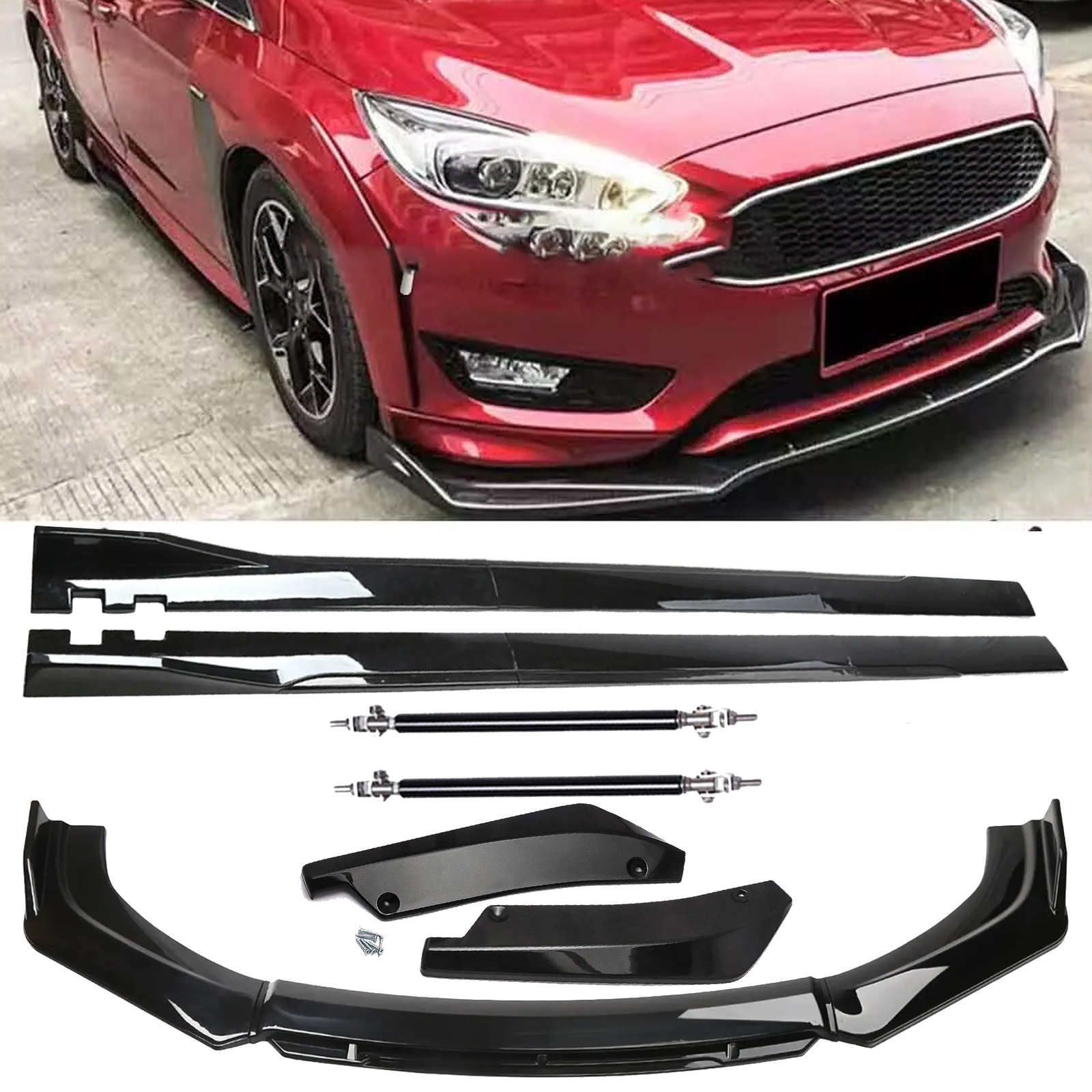 Front Bumper Lip Chin Spoiler Splitter Side Skirt Rear RodFor Ford Focus 10-18