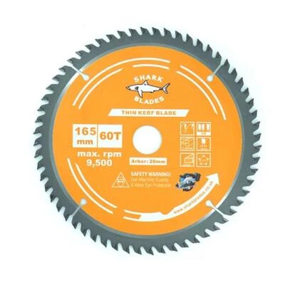 Shark Blades TCT Circular Saw Blade 165 x 60T Thin Kerf 1.6mm For Cordless saws