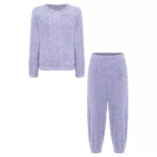 Womens Pajamas Set New Year Sleepwear Solid Color Homewear Elastic Waistband - Picture 16 of 79