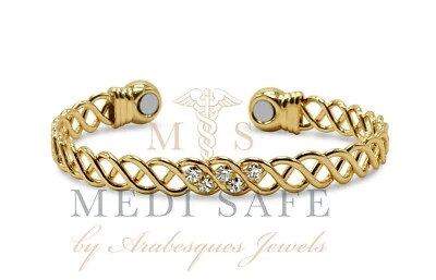 ARABESQUES TOP QUALITY Ladies Crystal set copper magnetic bangle/bracelet/Gold