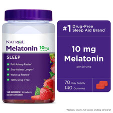 Natrol Melatonin 10Mg, Sleep Support, Strawberry Gummies, 140Ct