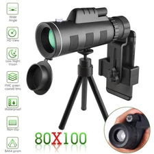 80X100 Zoom HD Monocular Day / Night Vision Hiking Starscope Telescope Outdoor