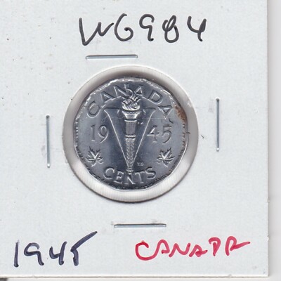 KAPPYSCOINS W6984 1945 MORSE CODE VICTORY CANADA FIVE CENTS NICKEL