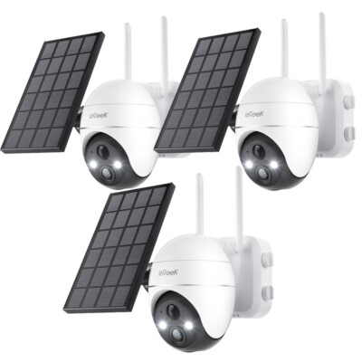 ieGeek 5MP Wireless Solar Outdoor WiFi 360° PTZ Security Cameras Battery Powered