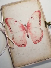Junk Journal Booklet "BUTTERFLIES & ROSES", FLORAL, Pockets, Cards, Ephemera +