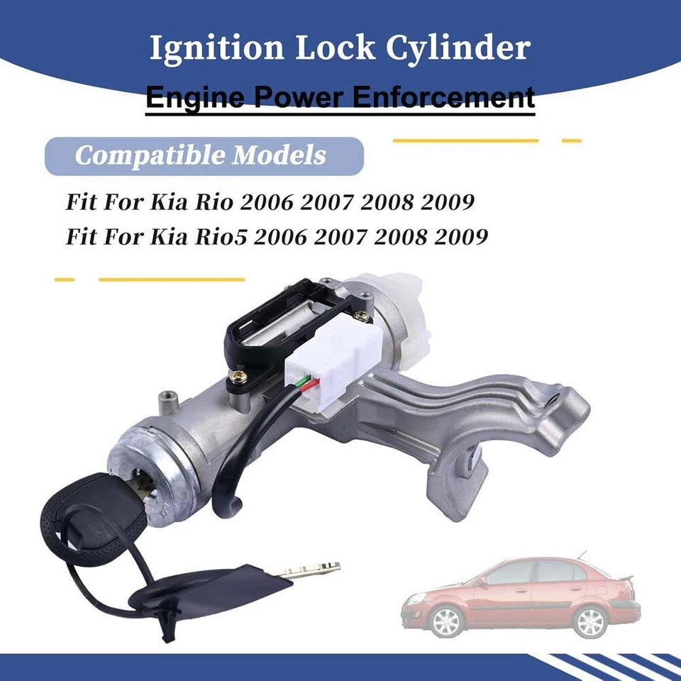 PARA KIA RIO RIO5 2006-2009 1,6 L BLOQUEO DE ENCENDIDO CILINDRO INTERRUPTOR CONJUNTO CON 2 LLAVES Foto 2 de 4