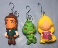 3 Piece Disney Tangled Repunzel Pascal Flynn Rider Christmas Ornament Set