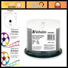 25GB Blu-ray Discs 16X Recordable Media - Printable Hub - 50 Pack Spindle