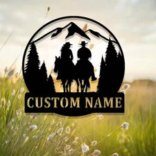 Custom Cowboy Cowgirl Metal Sign,Personalized Cowboy & Cowgirl Name Sign