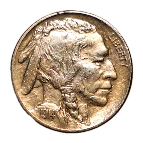 Nice AU+ 1914 Buffalo Nickel Nearly Uncirculated Possible Mint Error Reverse!