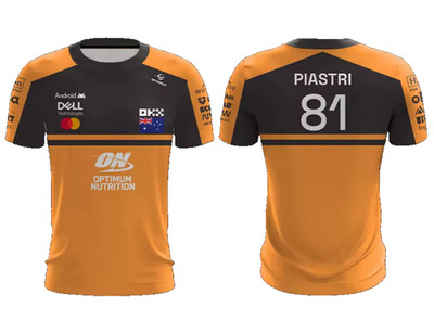 Oscar Piastri McLaren F1 Racing Orange/Black 4XL Jersey/T-Shirt. 28''x32''.