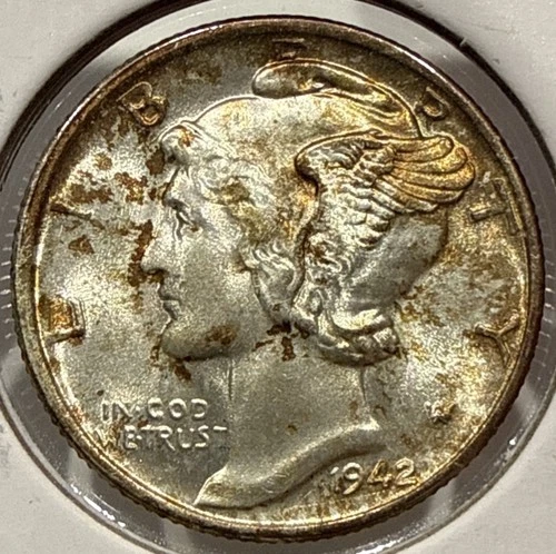 1942 Mercury Dime Silver 10C Coin BU Uncirculated