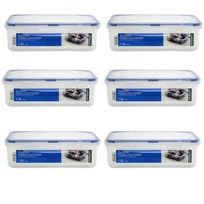 LocknLock Classic Rechteckig Luftdicht Frischhaltedose Box 1,6L 6er Pack