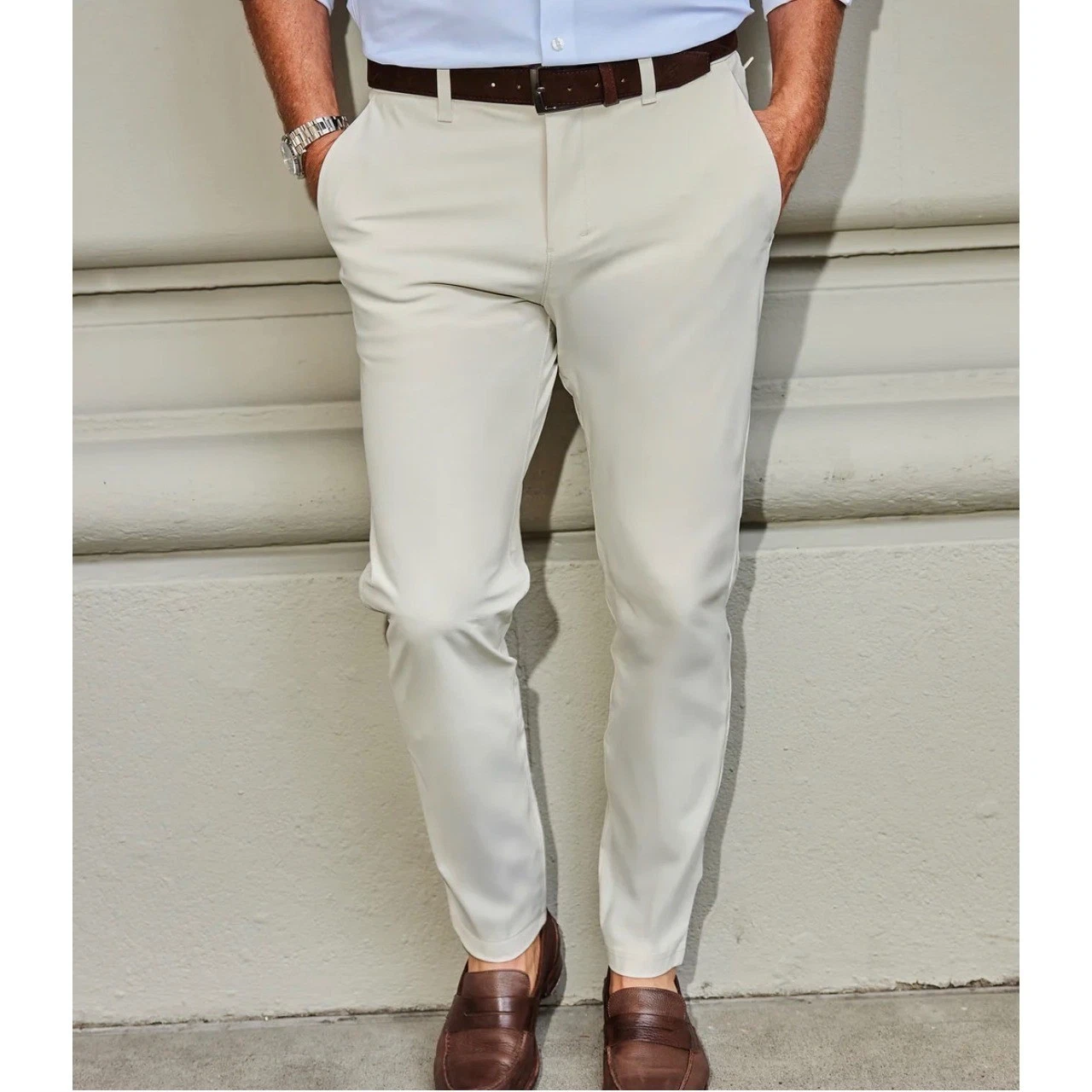 Collars & Co Mens Size 30x30 Apex Tech Pant Light Beige Tailored Stretch New