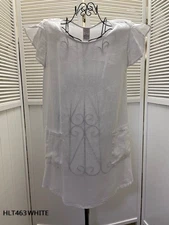 HLT463 White XLarge NWT Match Point Linen Shirt Blouse Tunic Long Pockets NEW