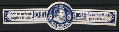 Reklamemarke Paskal Echte orient. Jogurt, Porträt Prof. Dr. Metschnikoff 