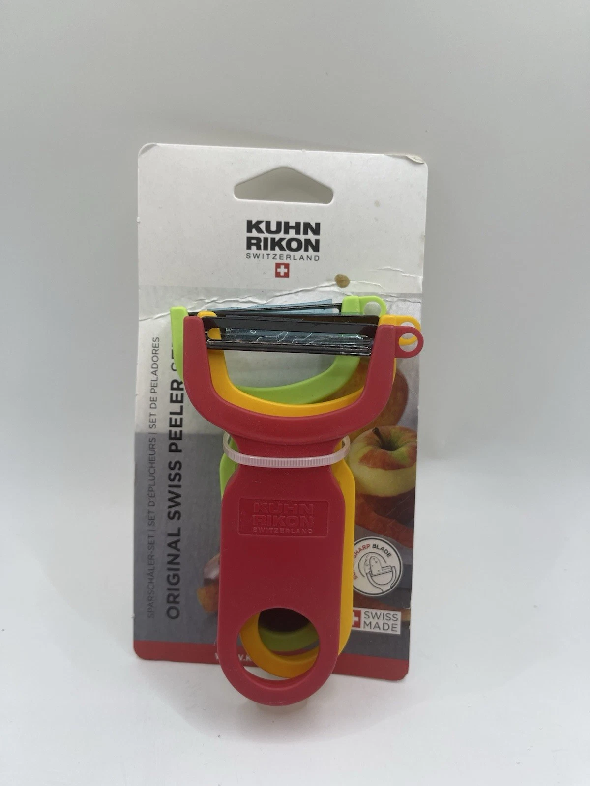 Kuhn Rikon Swiss Peeler 3-Pack Original Vegetable Potato Peeler Set R/G/Y.