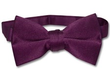 Vesuvio Napoli Boys BOWTIE Solid EGGPLANT PURPLE Color Youth Bow Tie