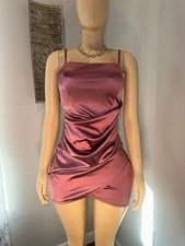 Windsor Satin Mini Dress Size M Metallic Rose Ruched Bodycon Party Dress