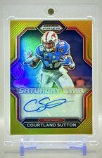 Courtland Sutton 2023 Prizm Draft Picks Saturday Stars True Gold Auto #/10 SSP