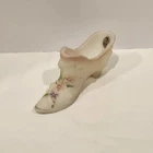 Fenton Hand Painted Milk Glass Shoe Slipper Floral Signed USA Vintage
