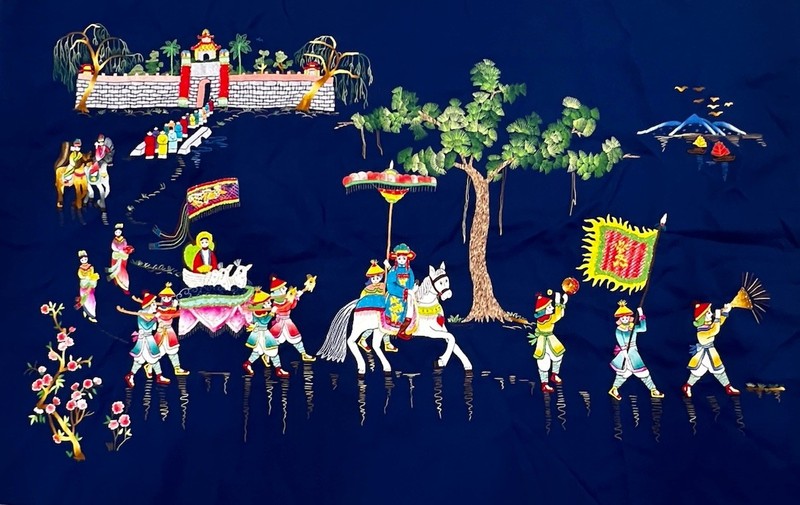 Oriental enbroided Tapestry Unframed, Beautiful Peace Of Art.