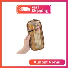 EASTHILL Grid Mesh Pen Pencil Case with Zipper Clear Makeup Color Pouch Cosmetic