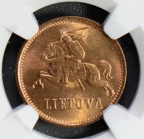 Lithuania 1936 2 Centas NGC MS64RD rare in red! NG0490 combine shipping