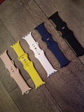 Set of 5 Apple watch silicone bands multi colors adjustable.
