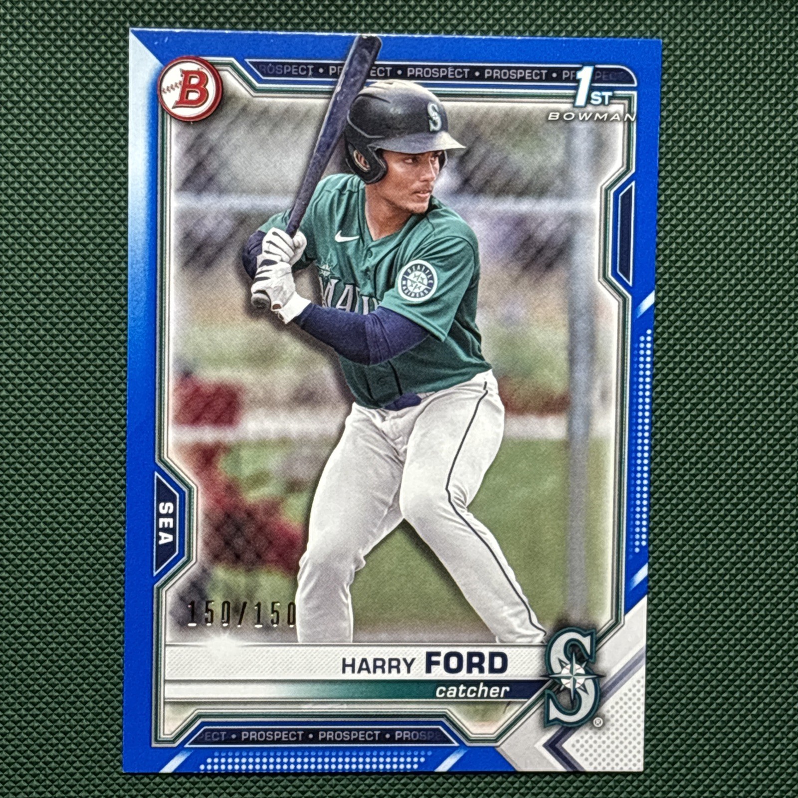 Harry Ford 2021 Bowman Draft 1st Blue Parallel 150/150 Mariners