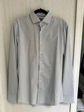 Nordstrom Tech Smart Trim Fit Grey Patterned Dress Shirt, 15 34/35