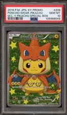 Pokemon Poncho-Wearing Pikachu M Charizard Y JPN Full Art Promo 208/XY-P PSA 10