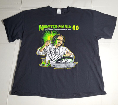 Monster Mania 60 Horror Convention T Shirt 2024 Baltimore MD Black 2XL