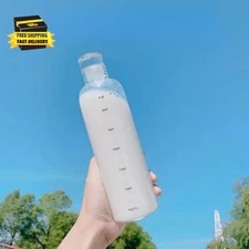 Water Bottle with Time Markers, 17 OZ, Plastic Bottles, Leak-Proof,Shatter Proof