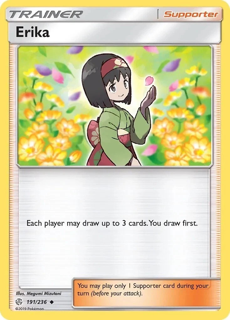 Pokemon ERIKA Sun & Moon Cosmic Eclipse 191/236 NM/Mint PACK FRESH