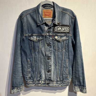 Customized Denim Trucker Battle Jacket Punk Rock Men's Size Medium