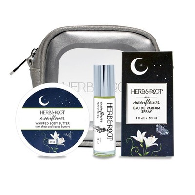 Herb & Root Moonflower Perfume Gift Set, Eau de Parfum, Rollerball, Body Butter,
