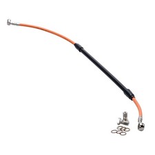 Tusk Rear Motorcycle Steel Braided Brake Line Standard Length Orange