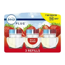 Febreze Plug In Air Freshener Odor-Fighting Scented Oil 3 Refill Berry & Bramble