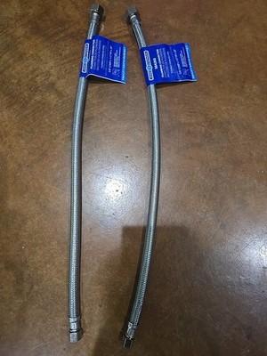 Stainless Braided Faucet Lines 3/8'' x 1/2'' x 20'' - 2 Pack  Faucet Water Lines