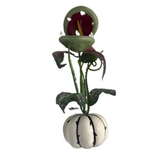 Vintage Faux Venus Flytrap Audrey Man Eating Plant Halloween Prop White Pumpkin
