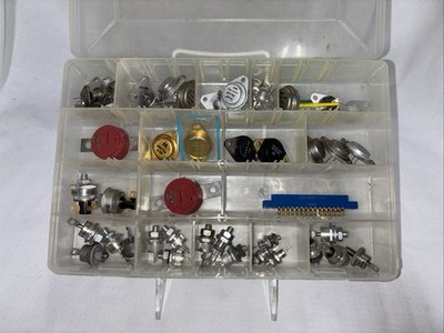 Various Vintage Electronic Components Including Electrolytic Capacitors, Diodes.