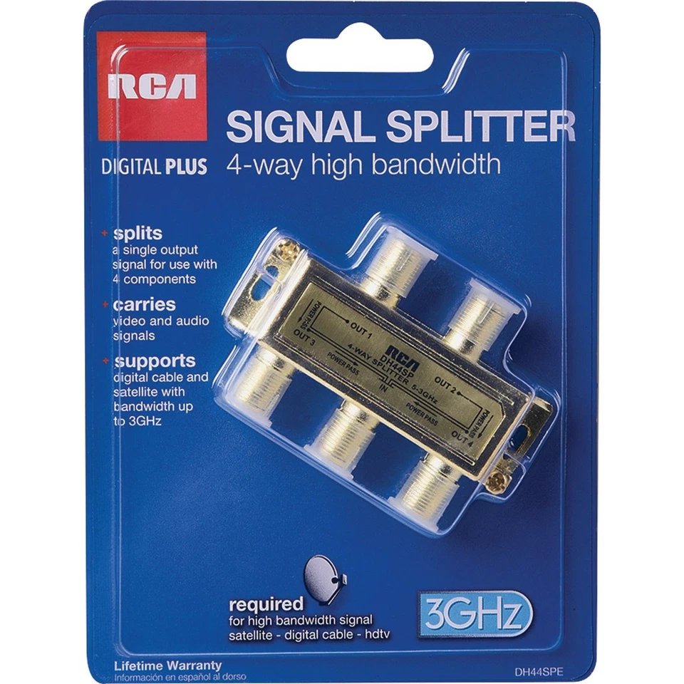 RCA Digital Plus 4-Way Coaxial Splitter DH44SPE RCA DH44SPE 044476043031 - Image 2 of 3