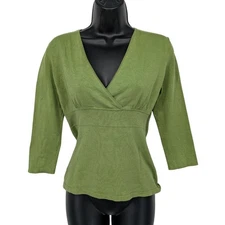 Ann Taylor Silk Blend Babydoll Knit Top Women Size S Y2K Textured Office Ballet