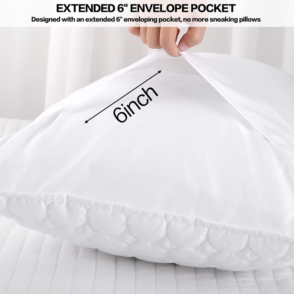 BOSOWOS Pillow Shams Queen Size Set of 2, Ultra Soft Breathable Quilted Pillow C - Imagem 4 de 4